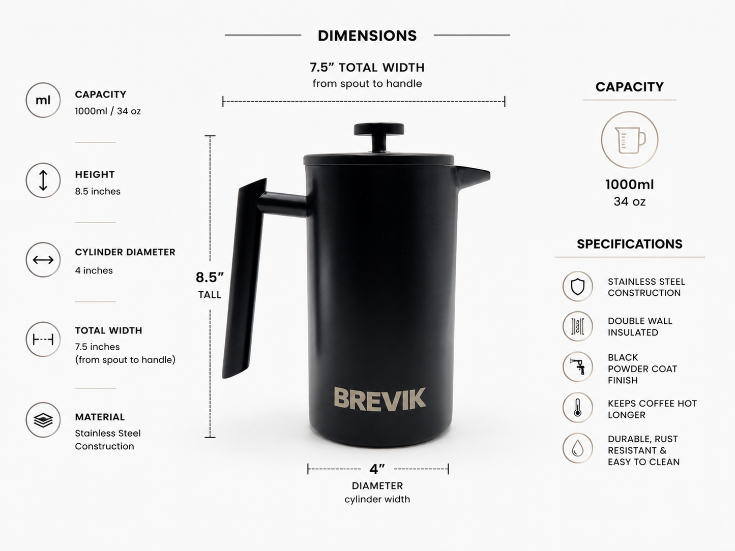 BREVIK Brewware French Press Coffee Set